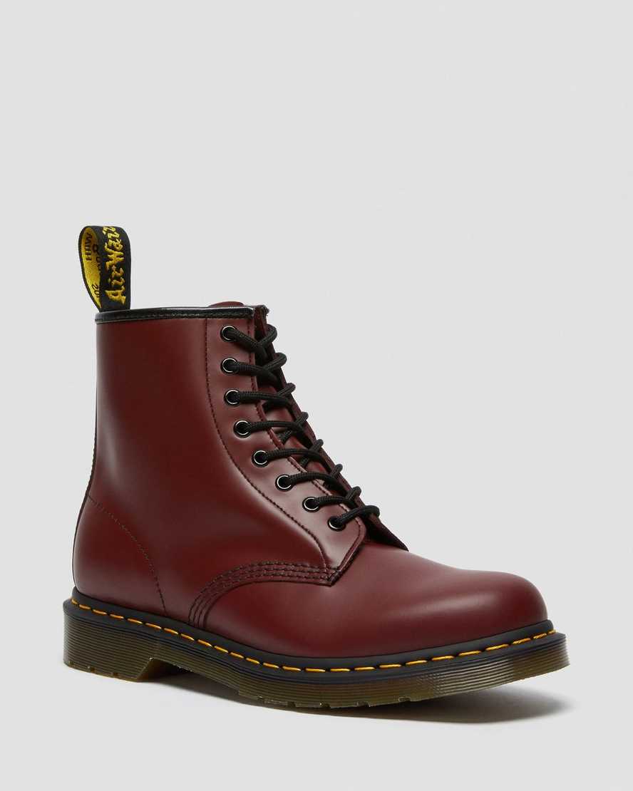 Dr. Martens 1460 Smooth Nahka Naisten Nauhalliset Nilkkurit - Punainen Nilkkurit [613-HWUVLJ]